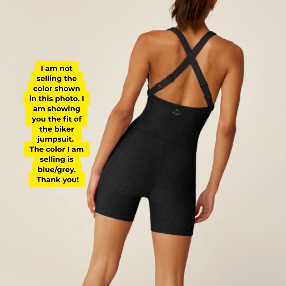 NWT! SIZE S / Pocket Biker Jumpsuit / Blue-Grey - Picture 6 of 7